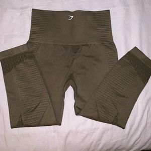 GYMSHARK ENERGY SEAMLESS CROPPED LEGGINGS, GREEN